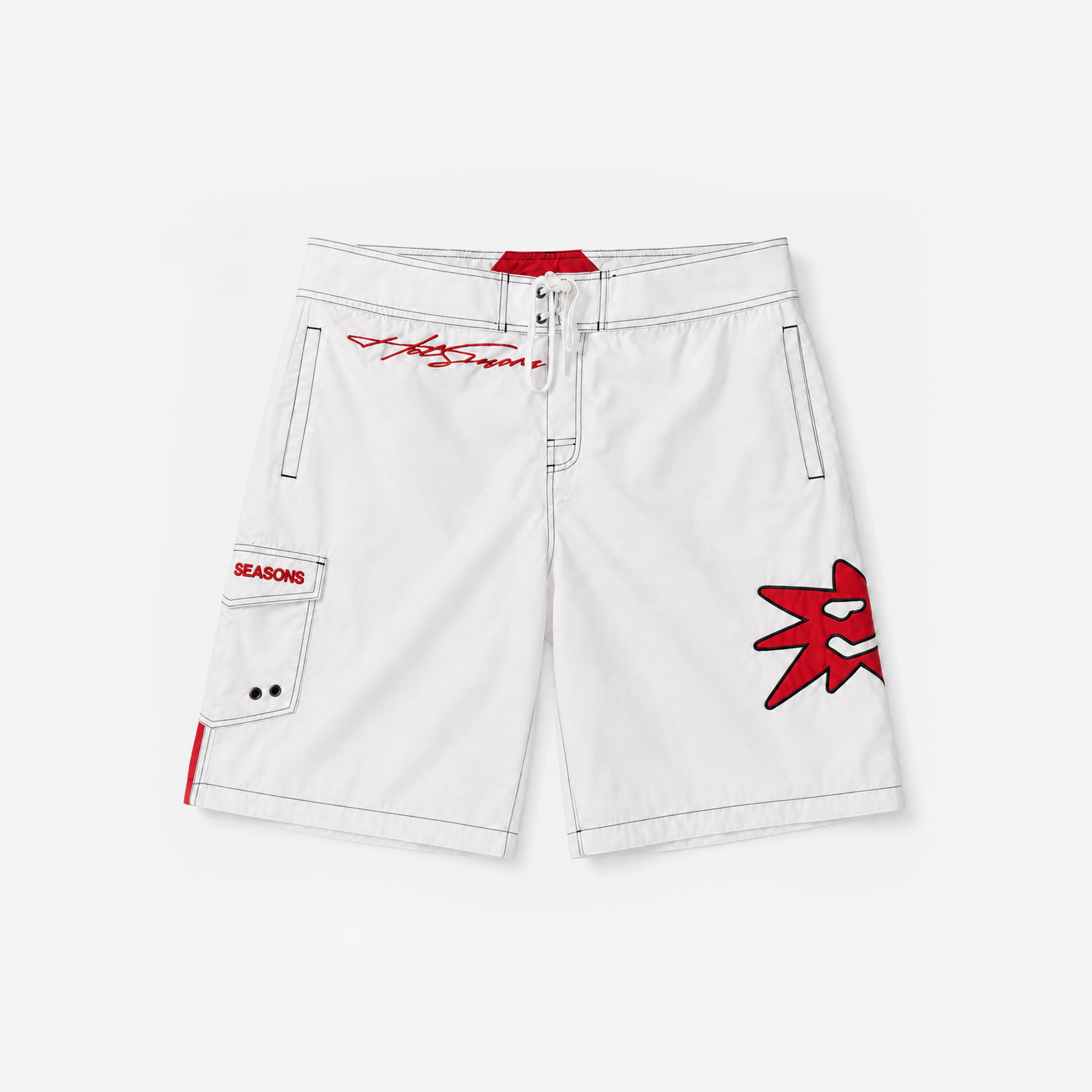 Red & white Swim Shorts