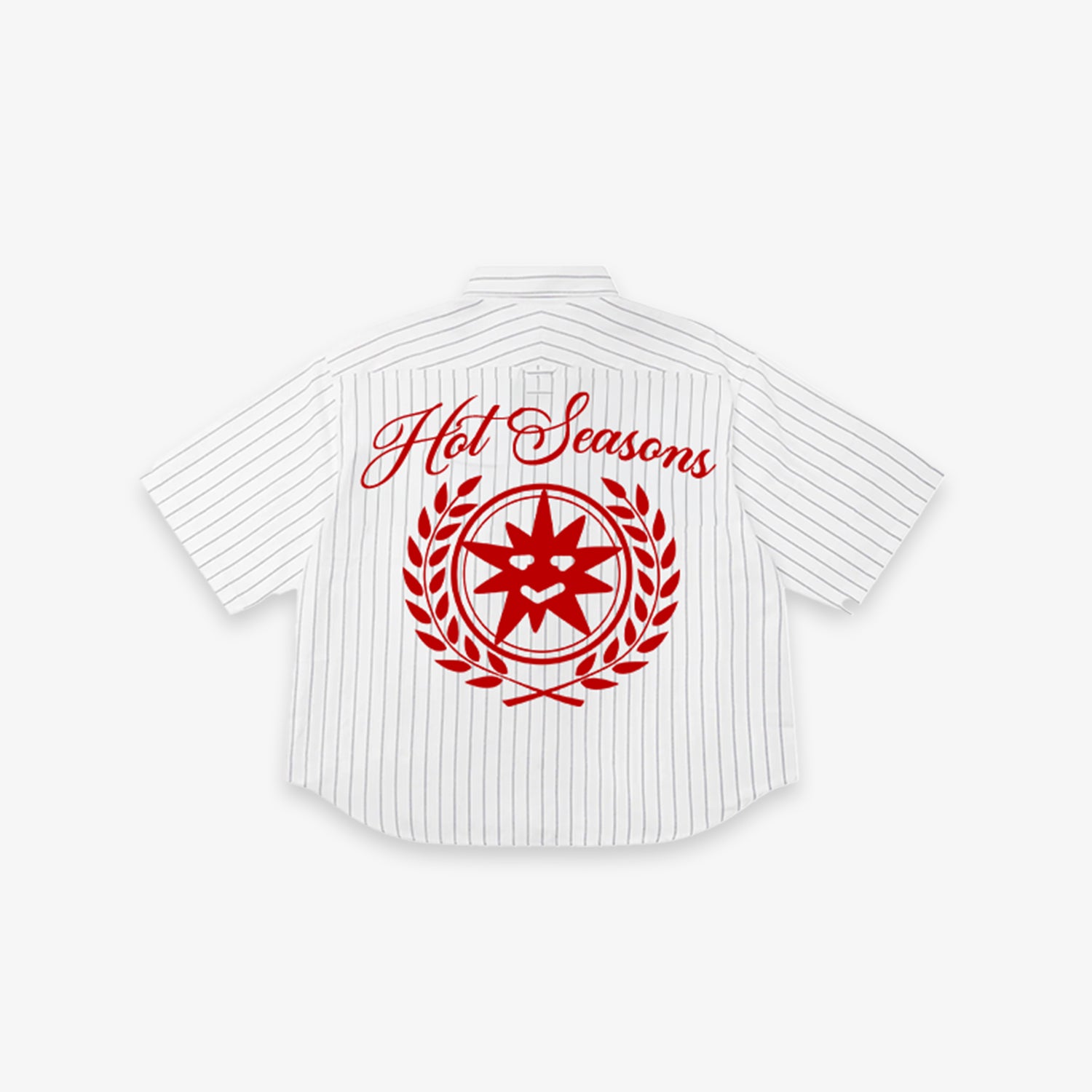 Pinstripes Crest White Button Shirt