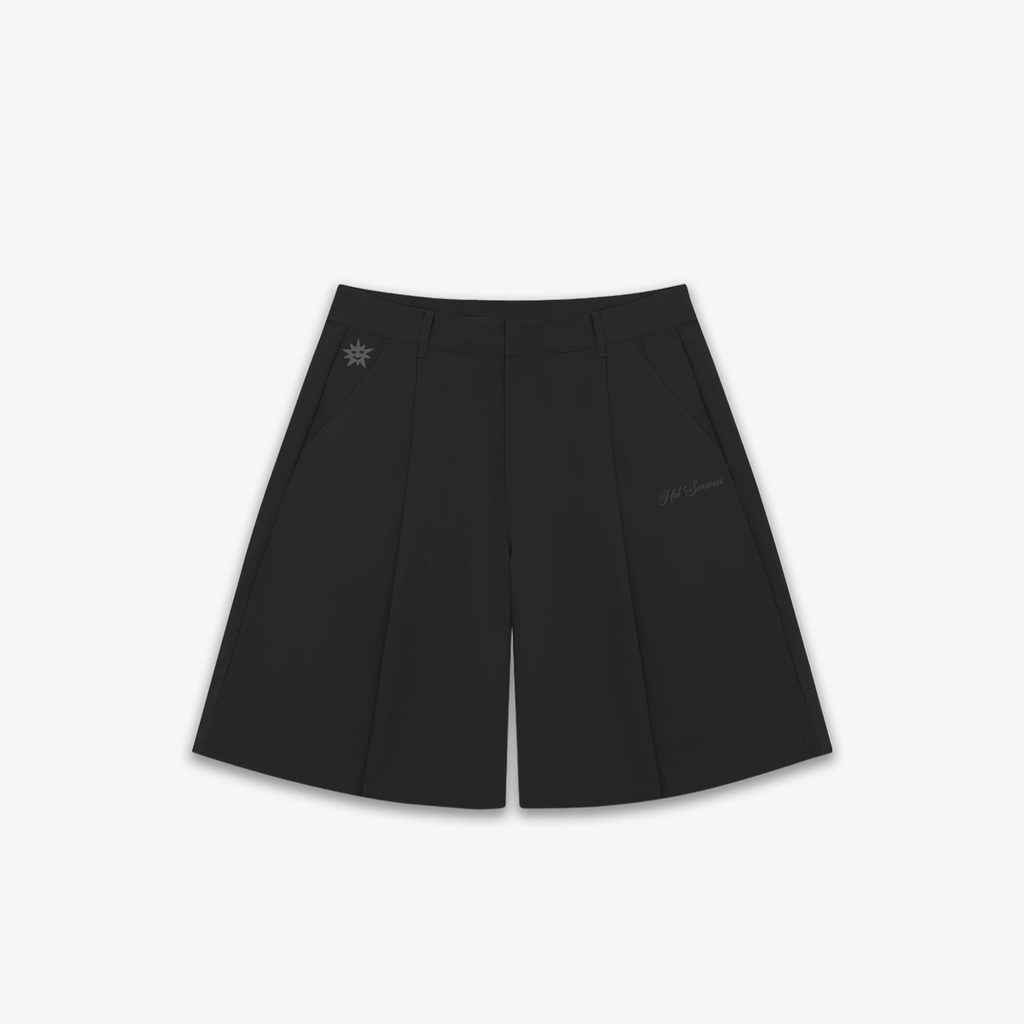 Black Pleated Shorts