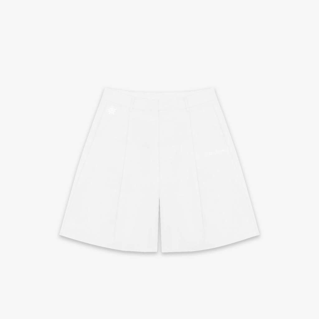 White Pleated Shorts