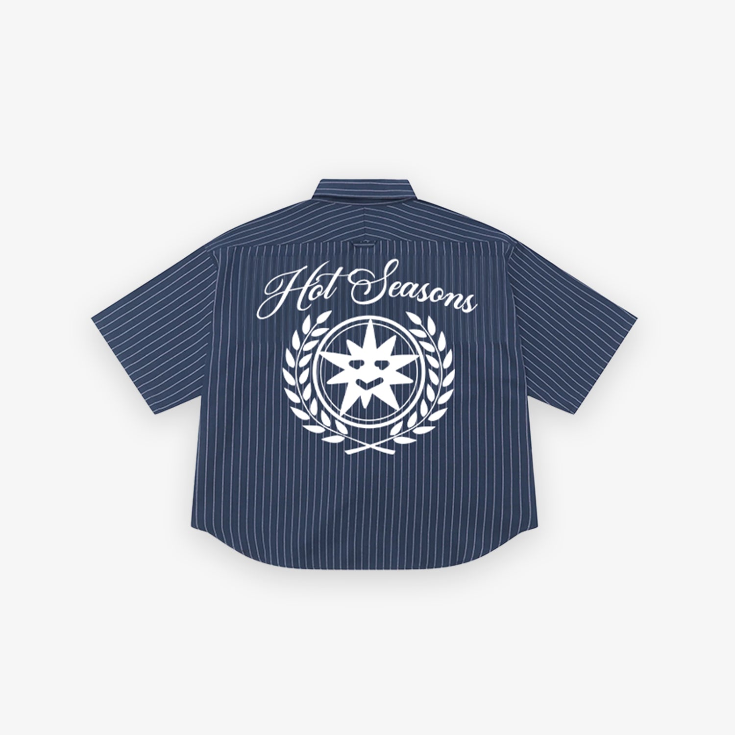 Pinstripes Crest Blue Button Shirt