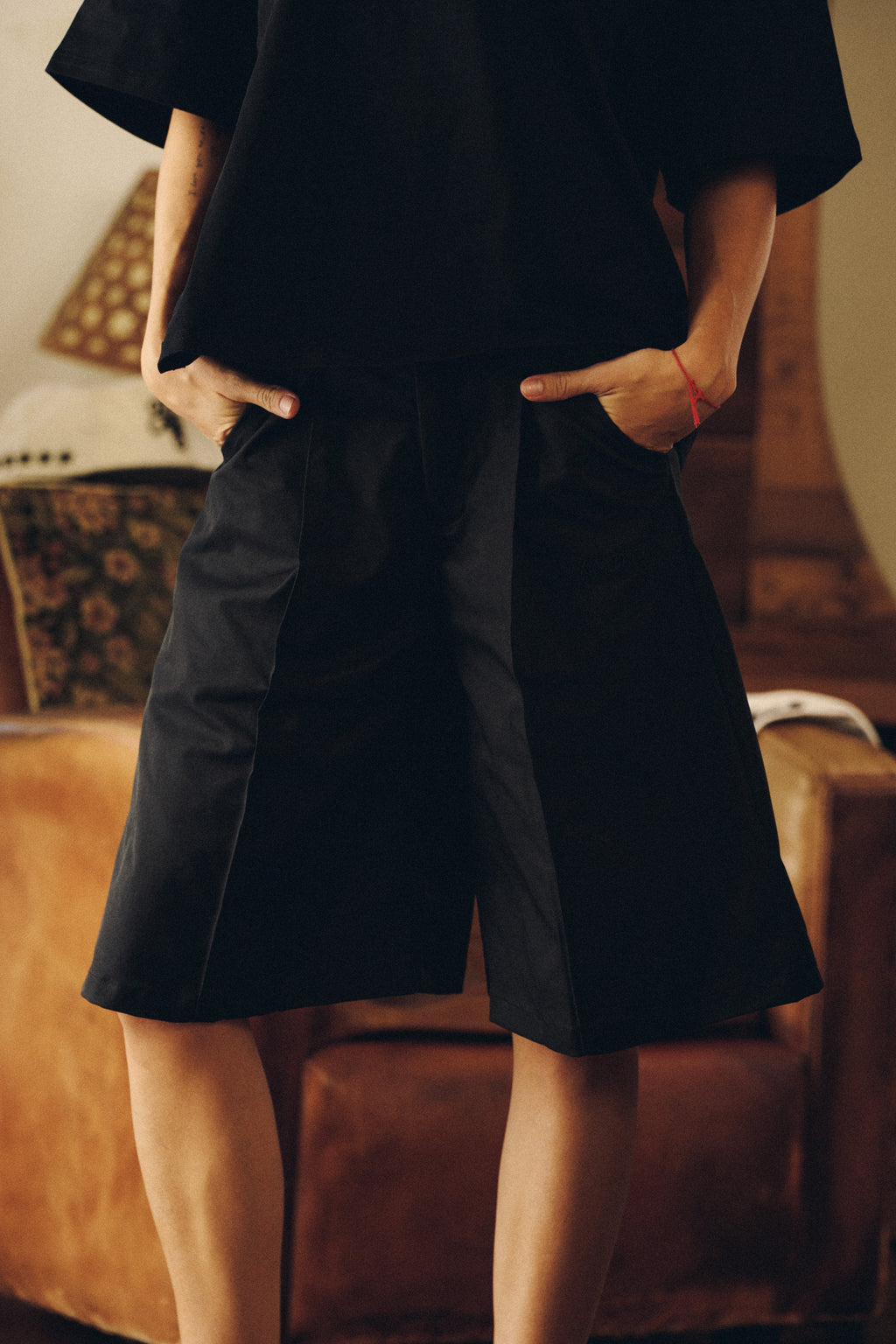 Black Pleated Shorts